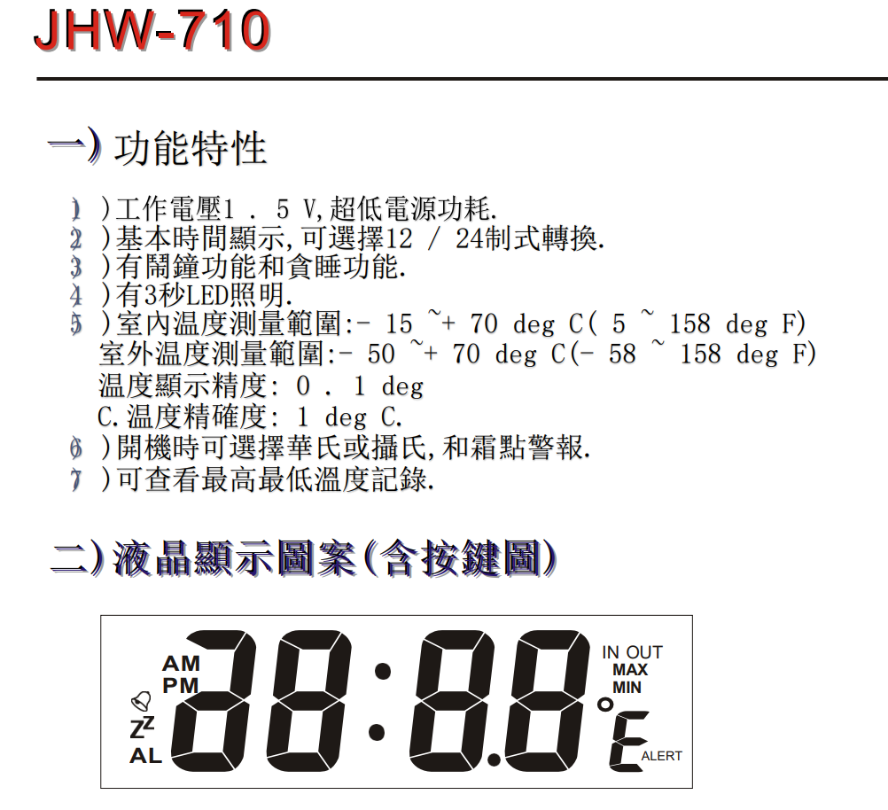 室内外温度芯片JHW-710欢迎来电咨询